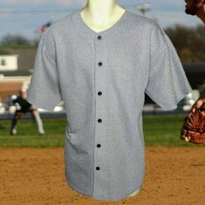 OSO USA Gray Full Button SS Athletic Baseball Jersey